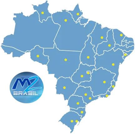 Mapa com as regiões de Atuação do Grupo M2 Brasil