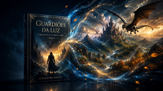 Capa de livro animada com elementos da arte ganhando movimento, profundidade e efeitos visuais para divulgação de livros.