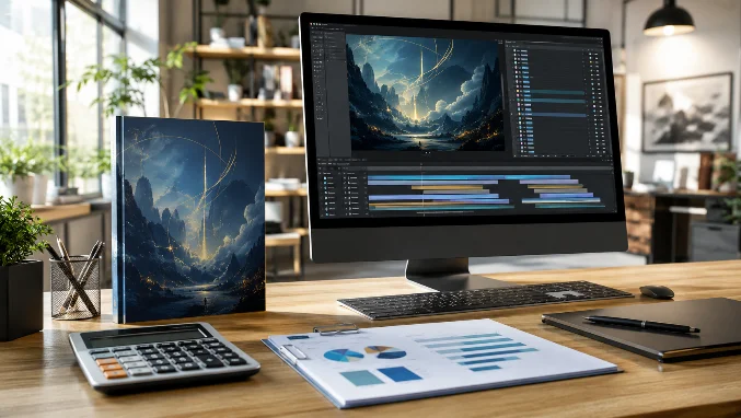 Planejamento de orçamento para animação de capa de livro em estúdio de produção audiovisual